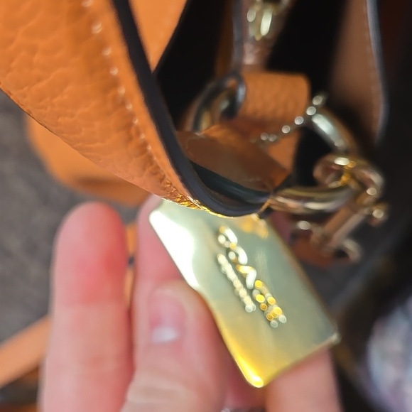 Coach Small Town Bucket Bag  pebbled leather In Orange Taffy - Picture 9 of 10